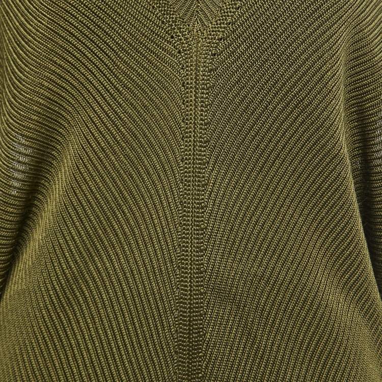 Pre Owned Roberto Cavalli Olive Green Knit Back Cutout Midi Dress M