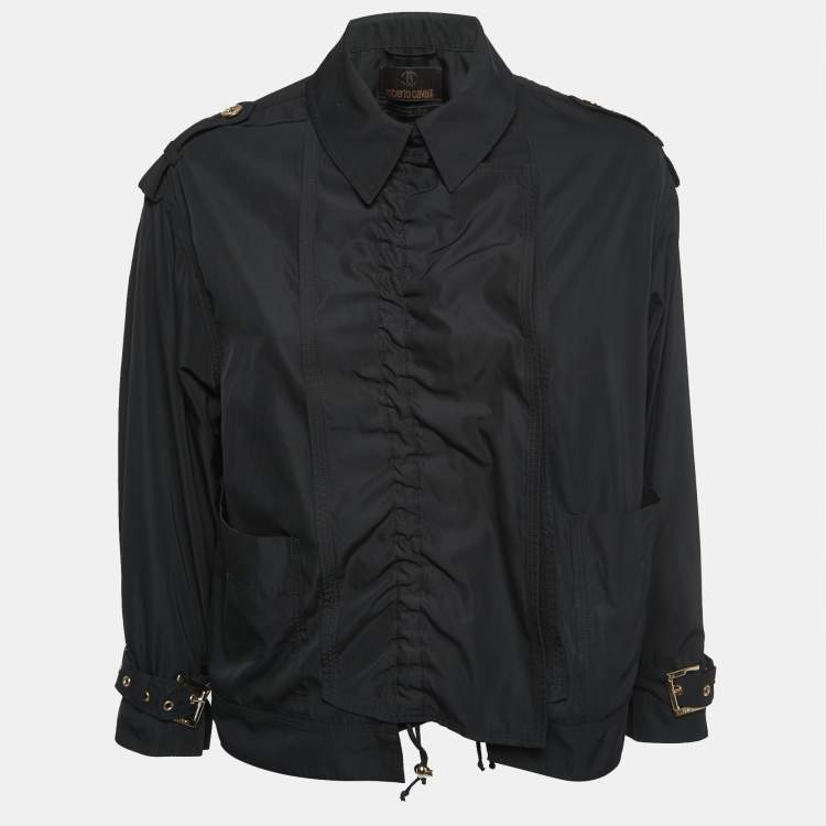Pre Owned Roberto Cavalli Black Synthetic Buttoned Jacket S