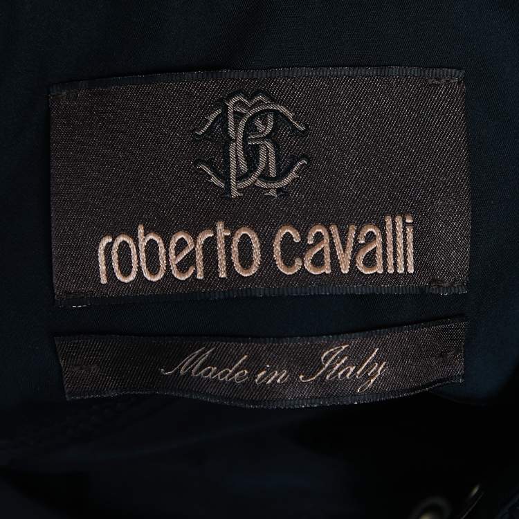 Pre Owned Roberto Cavalli Black Synthetic Buttoned Jacket S