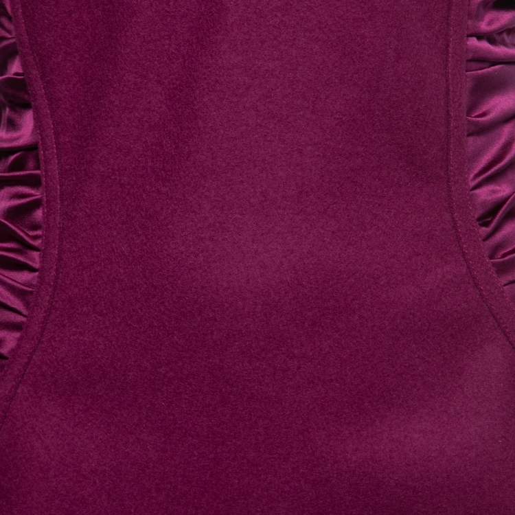 مملوكة مسبقًا Roberto Cavalli Purple Silk & Wool Ruched Bodycon Mini Dress M