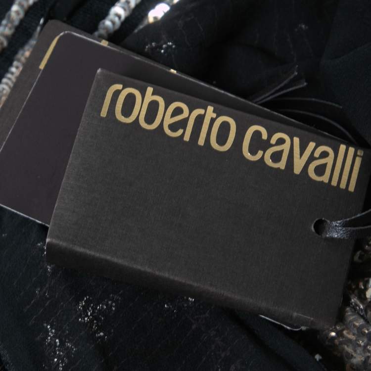 Pre Owned Roberto Cavalli Black Sequined Cutout Sleeveless Gown M