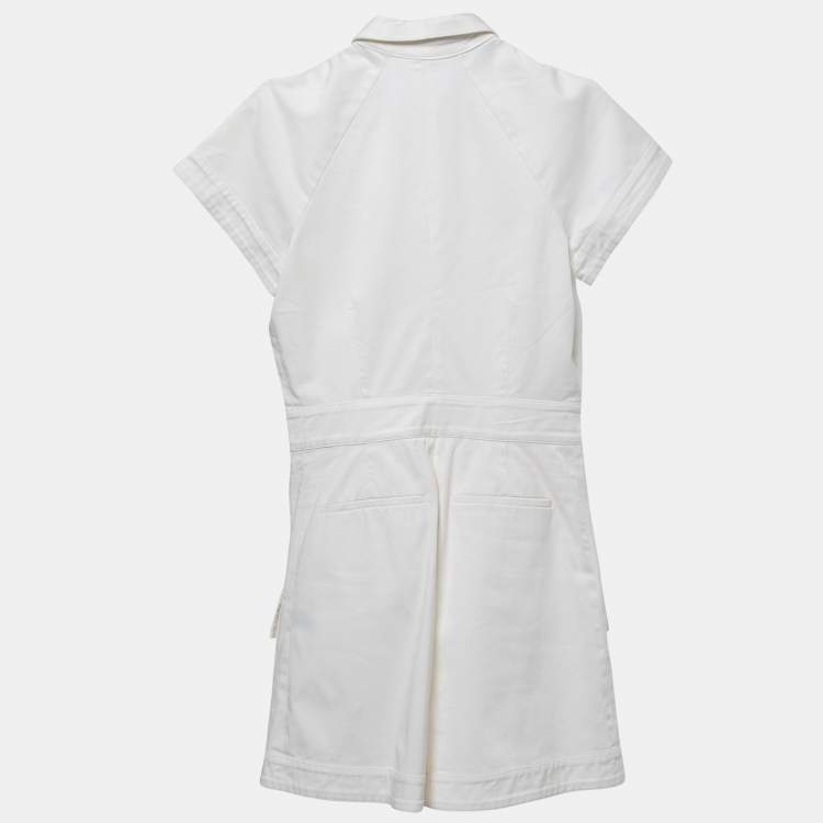 Pre Owned Roberto Cavalli White Cotton Lace-Up Playsuit S