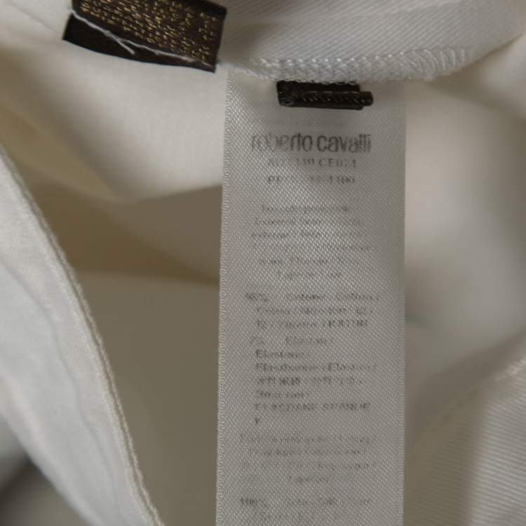 Pre Owned Roberto Cavalli White Cotton Lace-Up Playsuit S