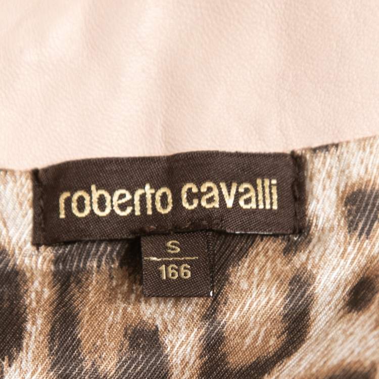 Pre Owned Roberto Cavalli Pink Quilted Leather Zip Front Jacket S
