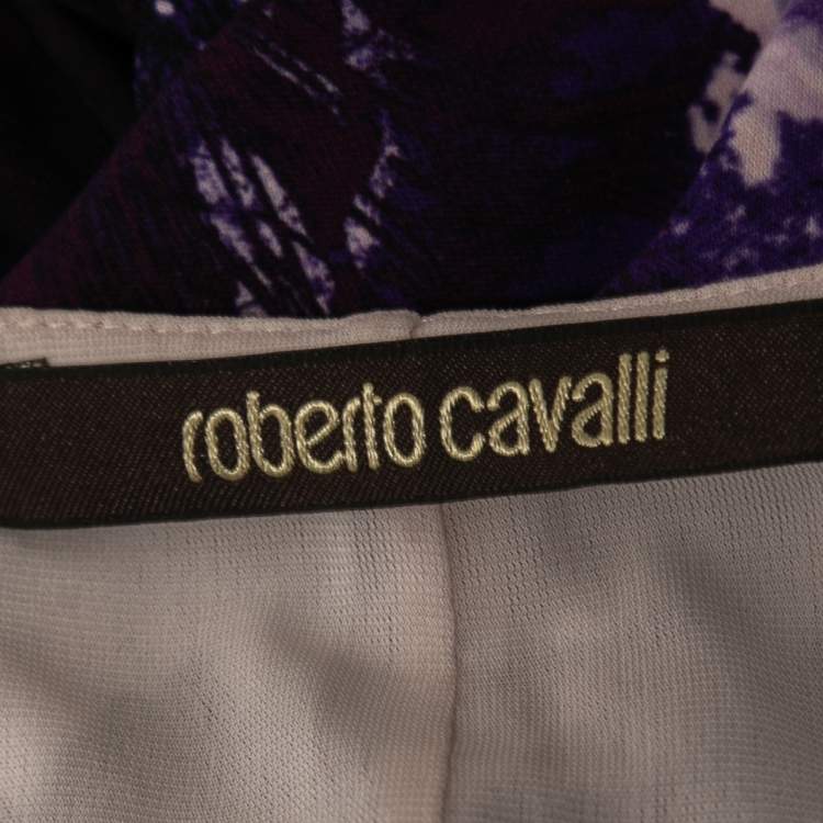 Pre Owned Roberto Cavalli Pink/Purple Print Jersey Short Dress S