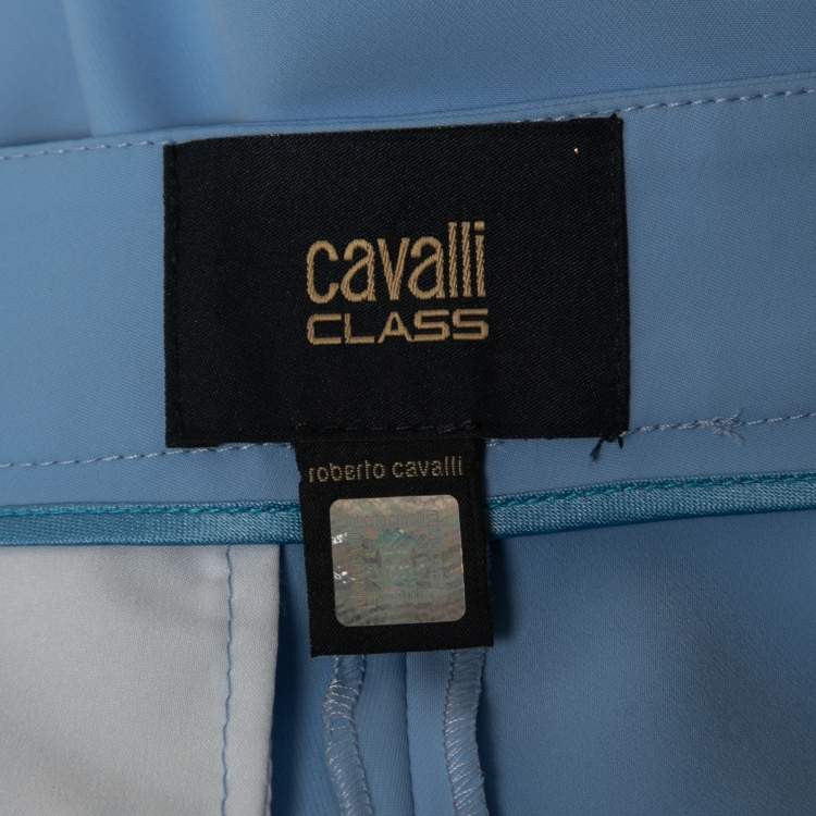 Pre Owned Class by Roberto Cavalli Blue Crepe  Flared Trousers S