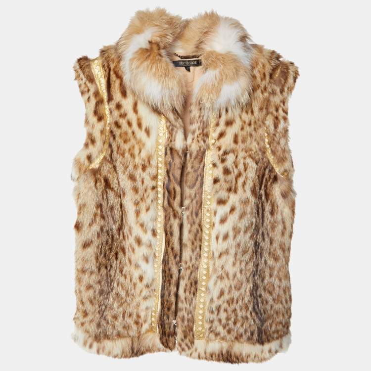 Pre Owned Roberto Cavalli Brown Fur Sleeveless Gilet M