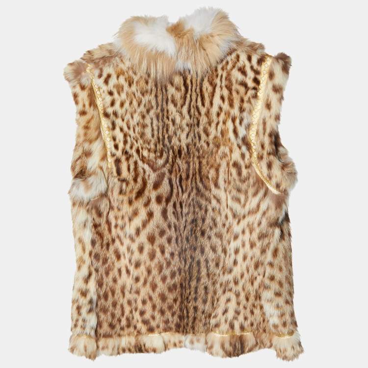 Pre Owned Roberto Cavalli Brown Fur Sleeveless Gilet M