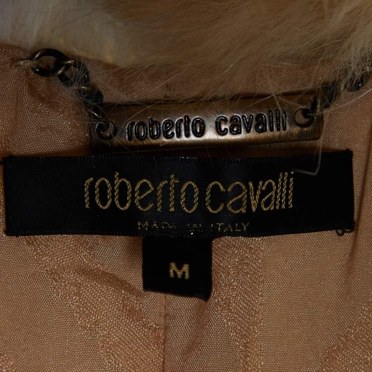 Pre Owned Roberto Cavalli Brown Fur Sleeveless Gilet M