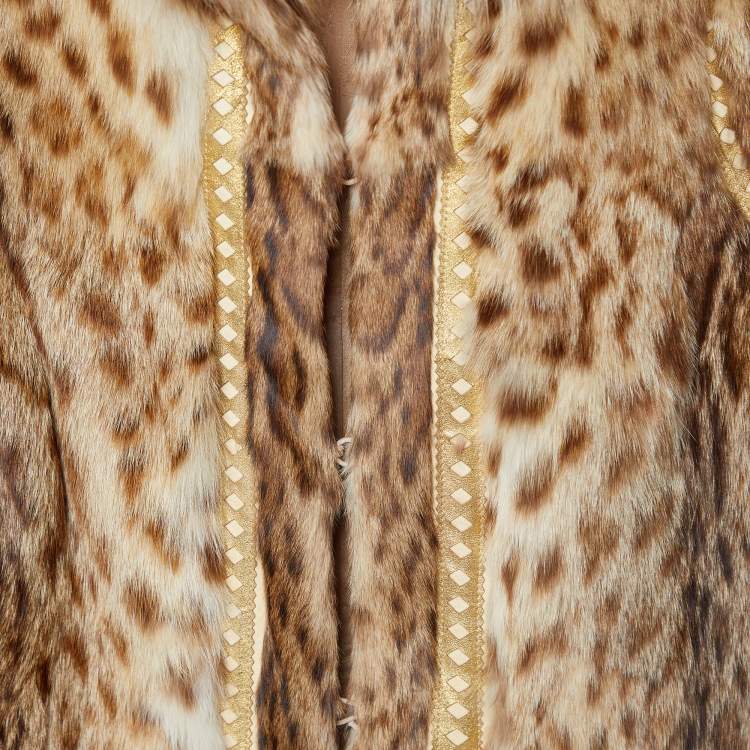 Pre Owned Roberto Cavalli Brown Fur Sleeveless Gilet M