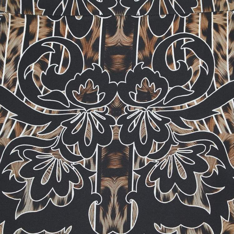 Pre Owned Roberto Cavalli Black Animal Print Crepe Maxi Skirt M