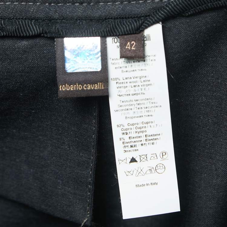 مملوكة مسبقًا Roberto Cavalli Grey Wool Wide Leg Trousers M
