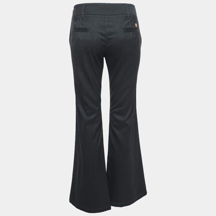 مملوكة مسبقًا Roberto Cavalli Grey Wool Wide Leg Trousers M