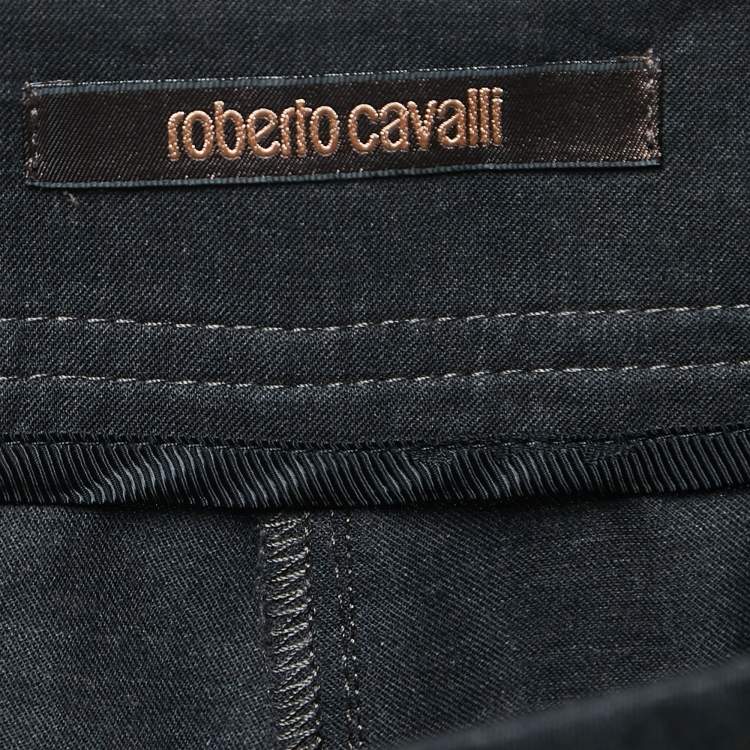 مملوكة مسبقًا Roberto Cavalli Grey Wool Wide Leg Trousers M