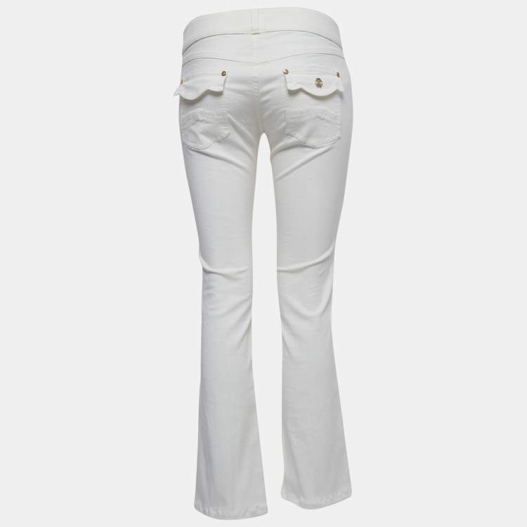 Pre Owned Roberto Cavalli Off White Denim Flared Jeans M Waist 29"