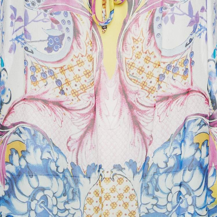 Pre Owned Roberto Cavalli Multicolor Printed Silk Tunic L