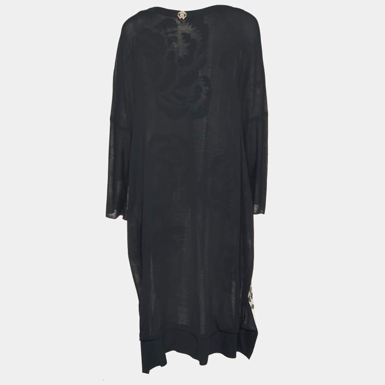 Pre Owned Roberto Cavalli Black knit & Silk lined Shrug L