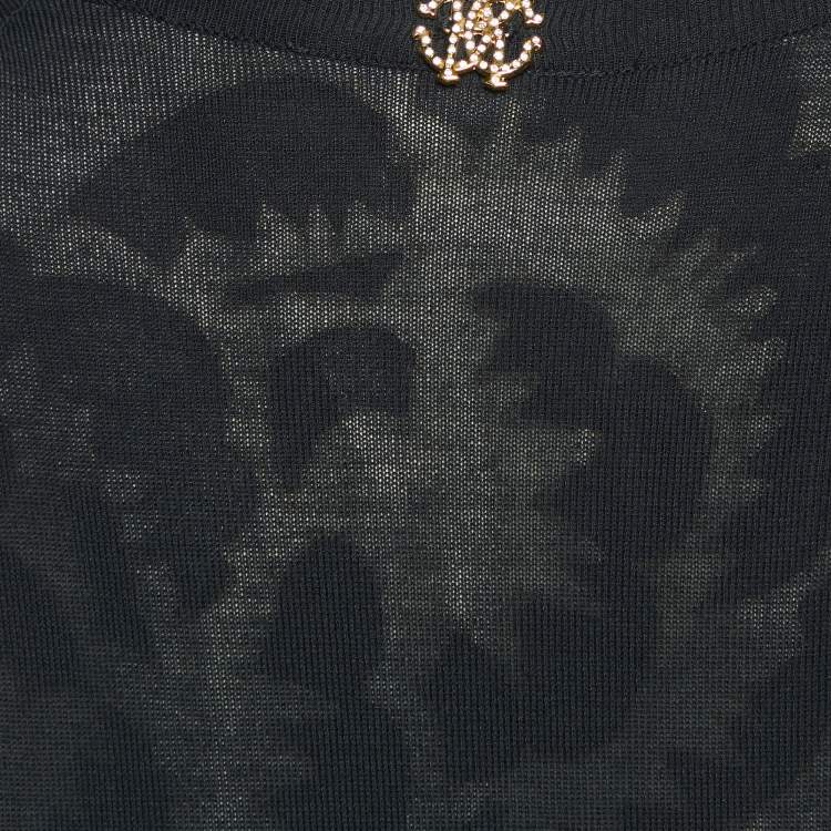 Pre Owned Roberto Cavalli Black knit & Silk lined Shrug L