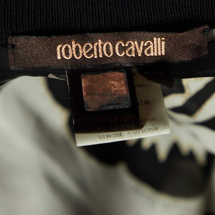 Pre Owned Roberto Cavalli Black knit & Silk lined Shrug L