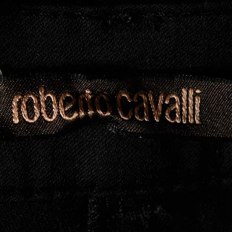Pre Owned Roberto Cavalli Black Wool Straight Leg Pants M