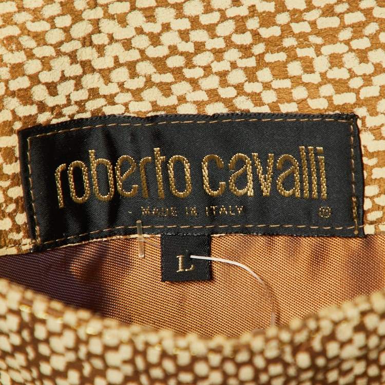 Pre Owned Roberto Cavalli Vintage Multicolor Patch Detail Leather Mini Skirt L