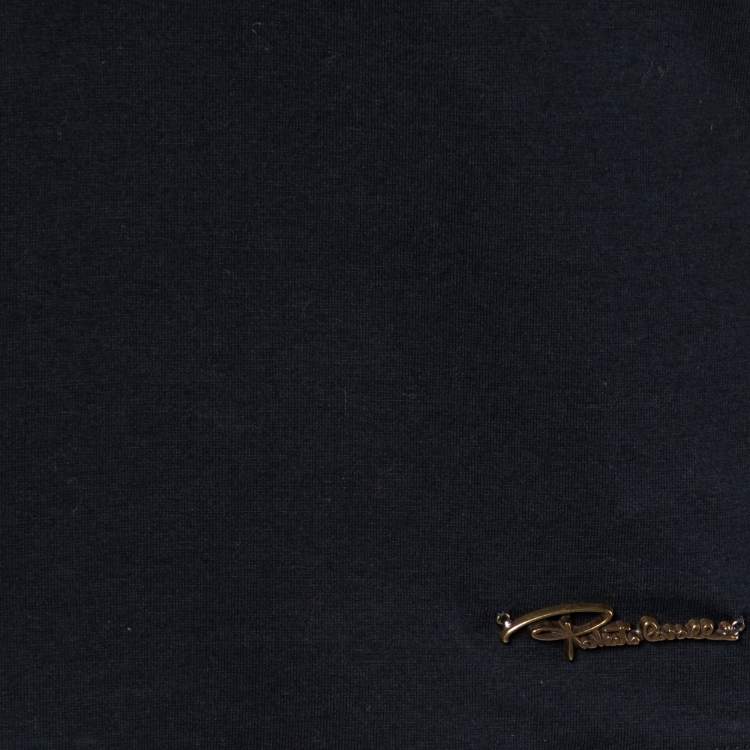 مملوكة مسبقًا Roberto Cavalli Black Cotton Knit V-Neck Long Sleeve T-Shirt L 