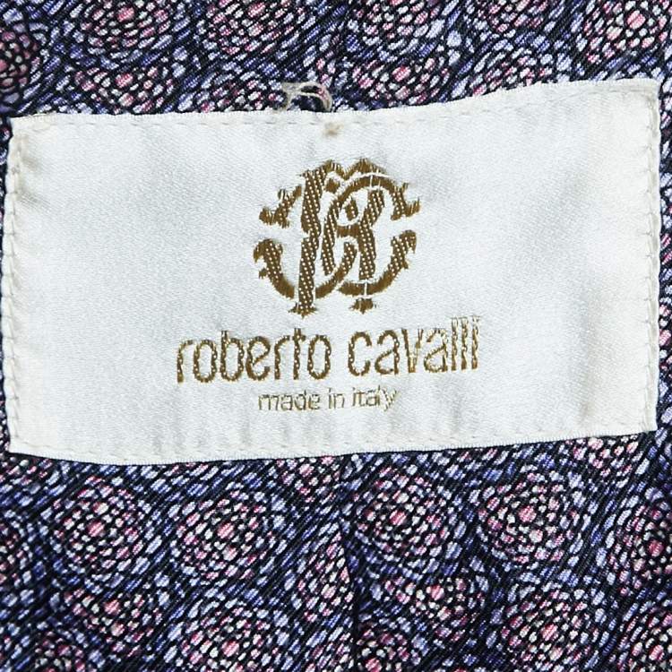 Pre Owned Roberto Cavalli Purple Floral Print Silk Single Breasted Blazer S