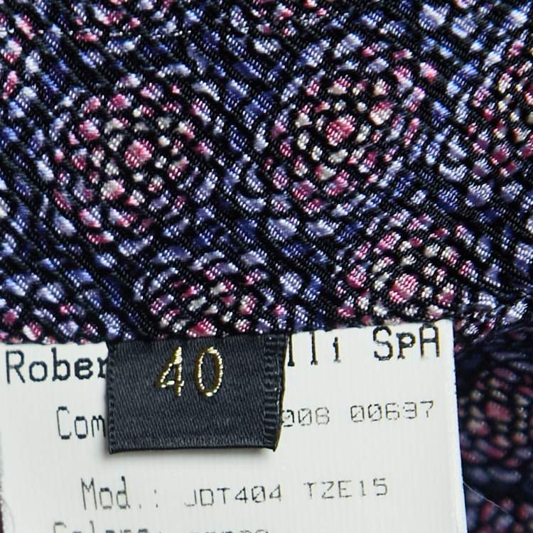 Pre Owned Roberto Cavalli Purple Floral Print Silk Single Breasted Blazer S