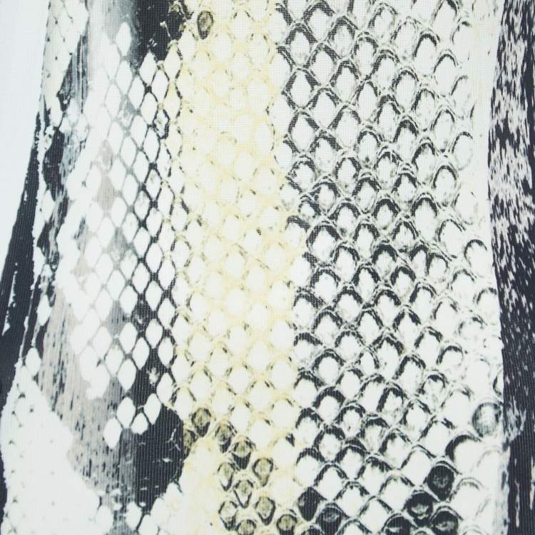 Pre Owned Roberto Cavalli White/Black Snakeskin Print Jersey Tank Top M
