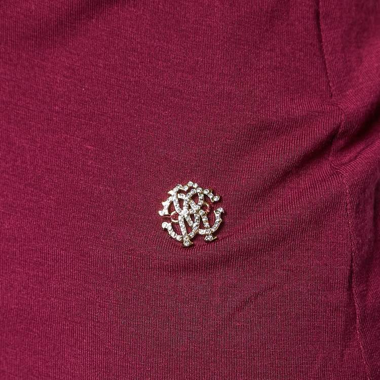 Pre Owned Roberto Cavalli Magenta Pink Knit Bow Detailed Long Sleeve Top S