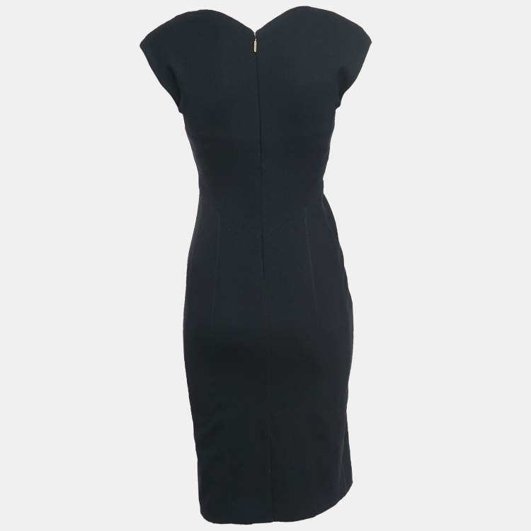 Pre Owned Roberto Cavalli Black Crepe Sleeveless Fitted Short Dress S