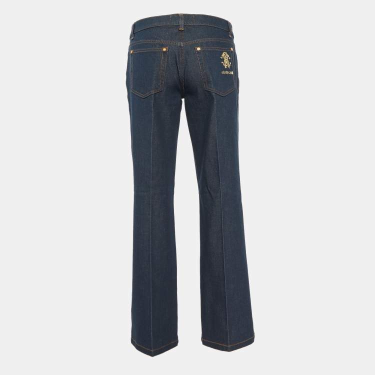 Pre Owned Roberto Cavalli Dark Blue Denim Flared Jeans M Waist 32"