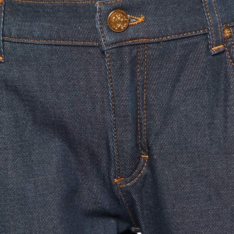 Pre Owned Roberto Cavalli Dark Blue Denim Flared Jeans M Waist 32"