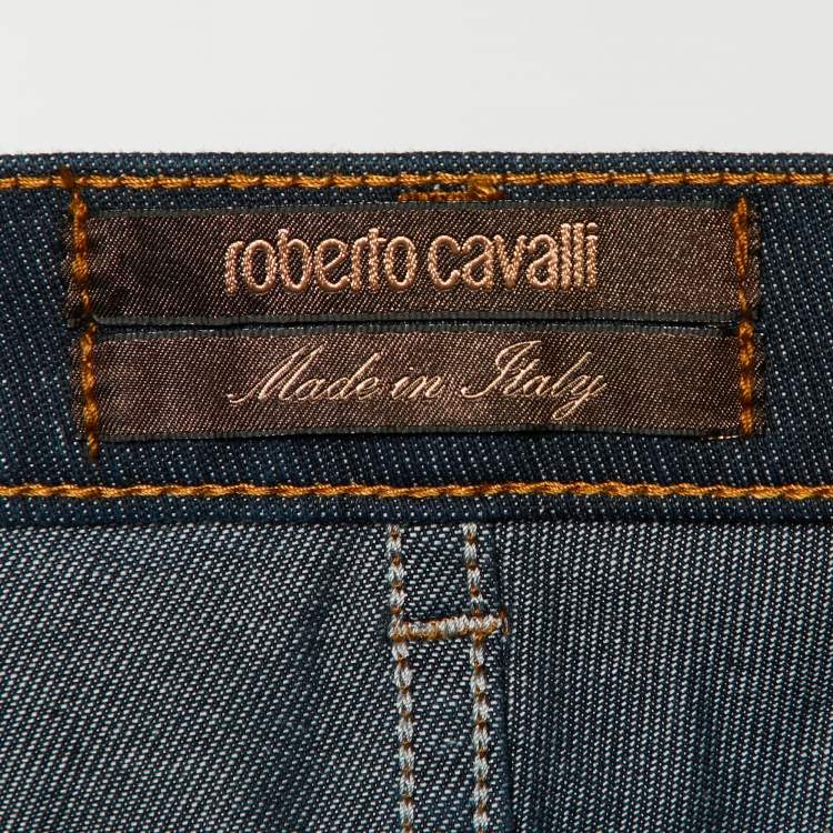 Pre Owned Roberto Cavalli Dark Blue Denim Flared Jeans M Waist 32"