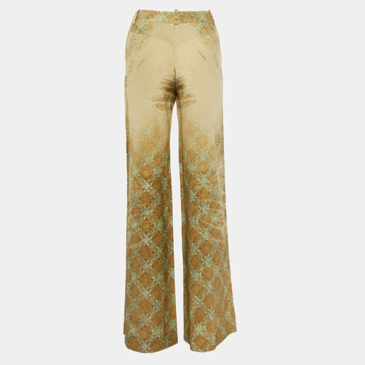 مملوكة مسبقًا Roberto Cavalli Multicolor Print Silk Wide Leg Trousers S