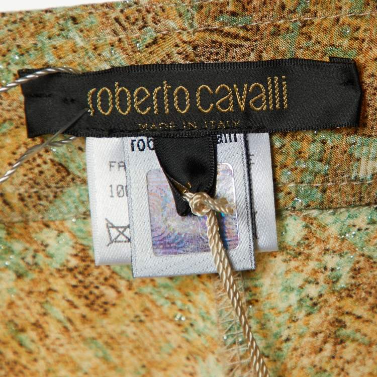 مملوكة مسبقًا Roberto Cavalli Multicolor Print Silk Wide Leg Trousers S