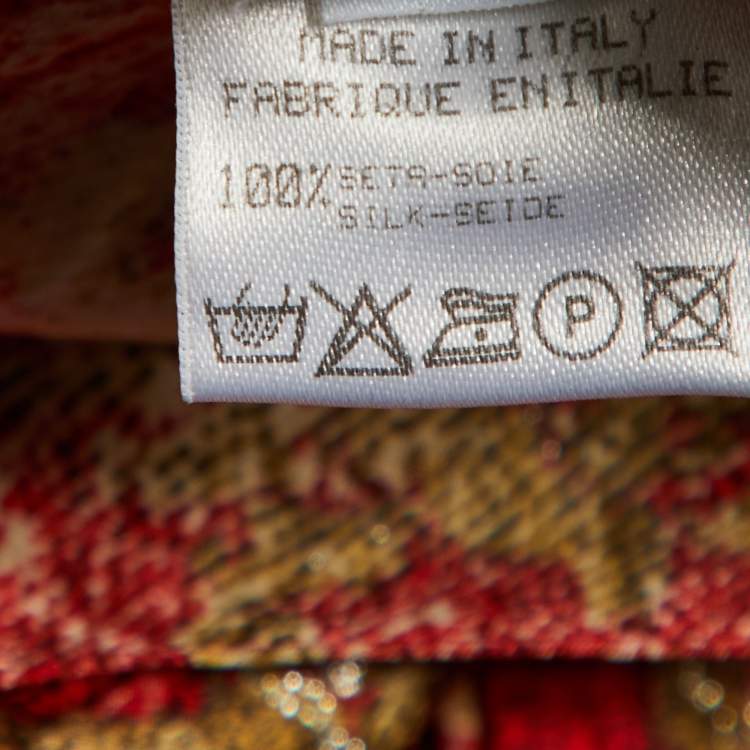 Pre Owned Roberto Cavalli Red Print Silk Camisole & Tie Front Shirt S