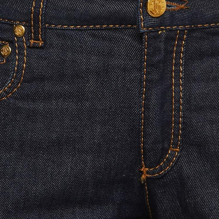 Pre Owned Roberto Cavalli Dark Blue Denim Flared Jeans M Waist 32"