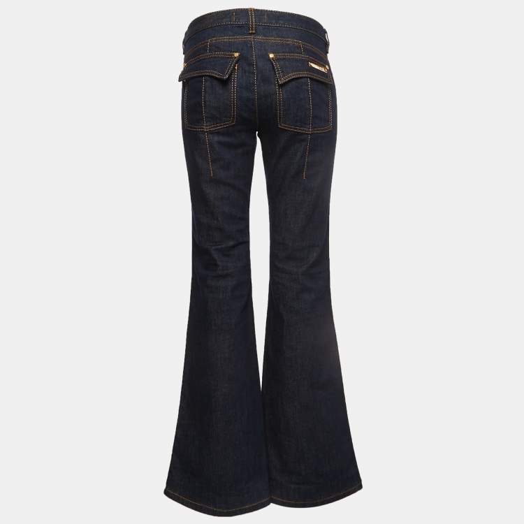 Pre Owned Roberto Cavalli Dark Blue Denim Flared Jeans M Waist 32"