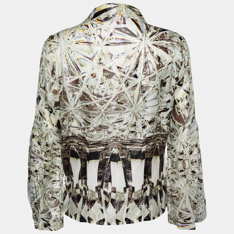 Pre Owned Roberto Cavalli Multicolor Printed Silk Lame Top S