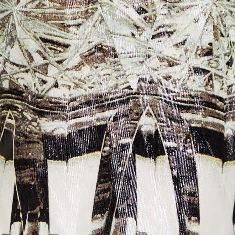 Pre Owned Roberto Cavalli Multicolor Printed Silk Lame Top S