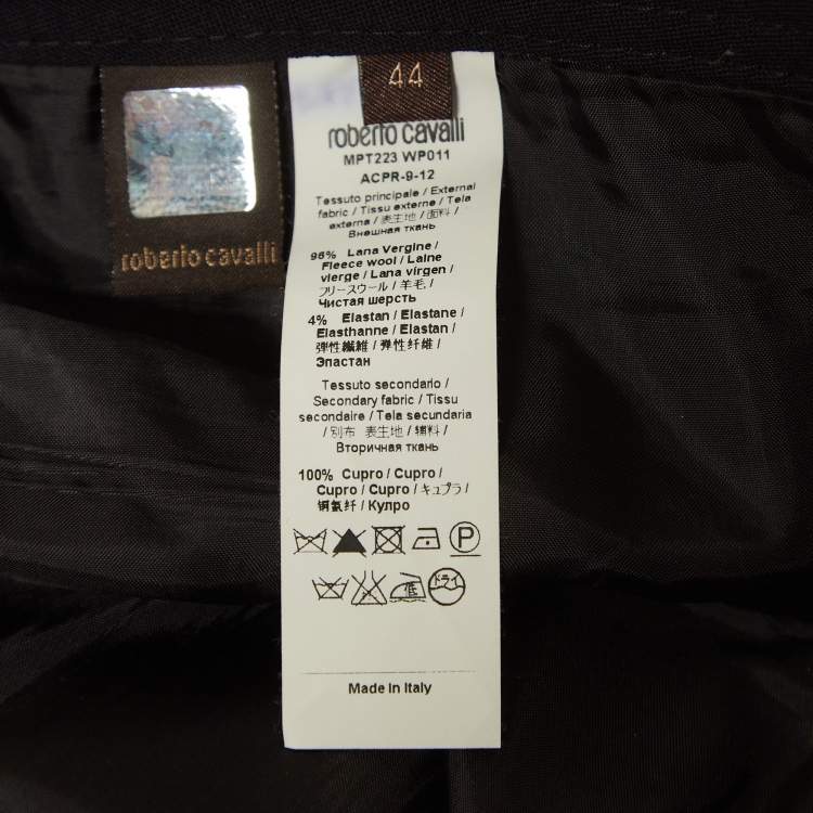 Pre Owned Roberto Cavalli Black Wool Trousers M