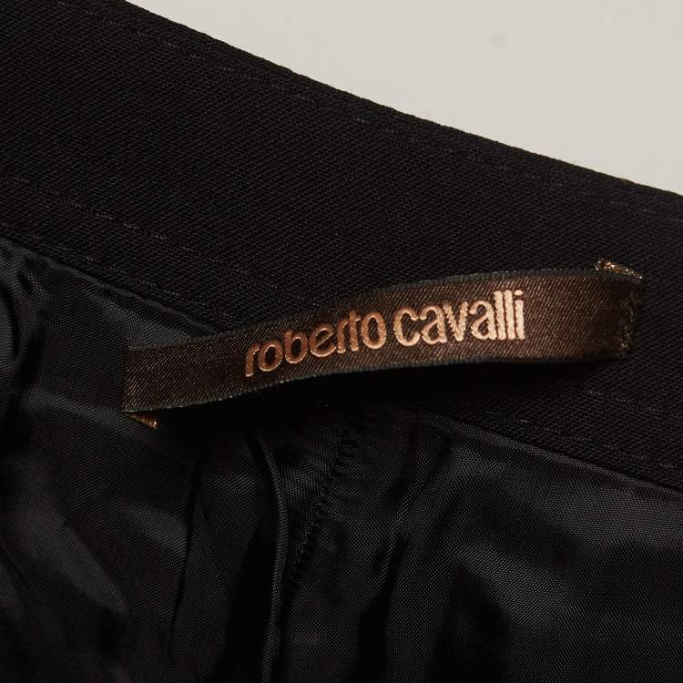 Pre Owned Roberto Cavalli Black Wool Trousers M