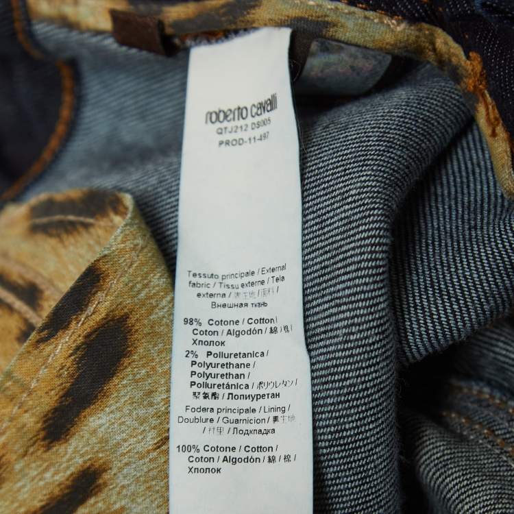 Pre Owned Roberto Cavalli Navy Blue Denim Flared Jeans M Waist 30"