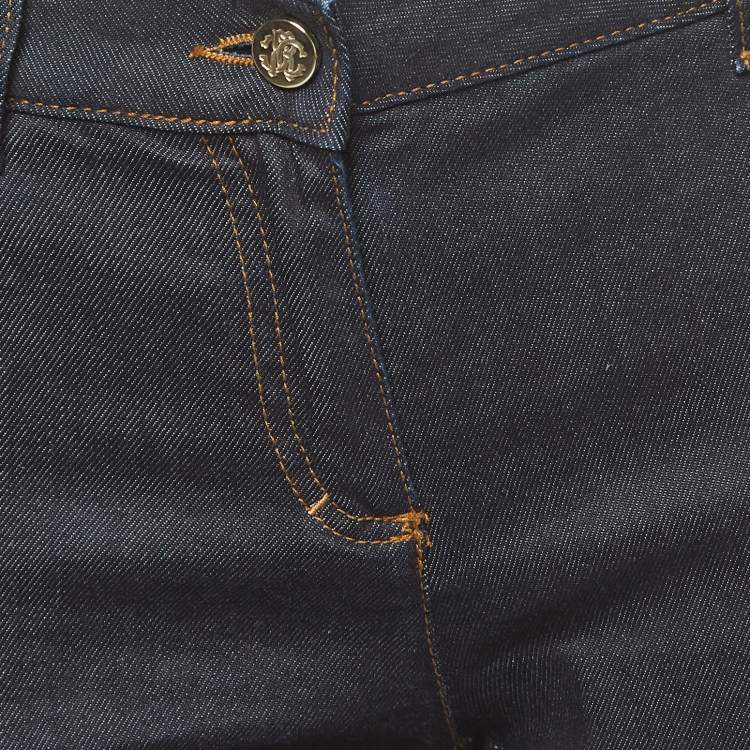 Pre Owned Roberto Cavalli Navy Blue Denim Flared Jeans M Waist 30"