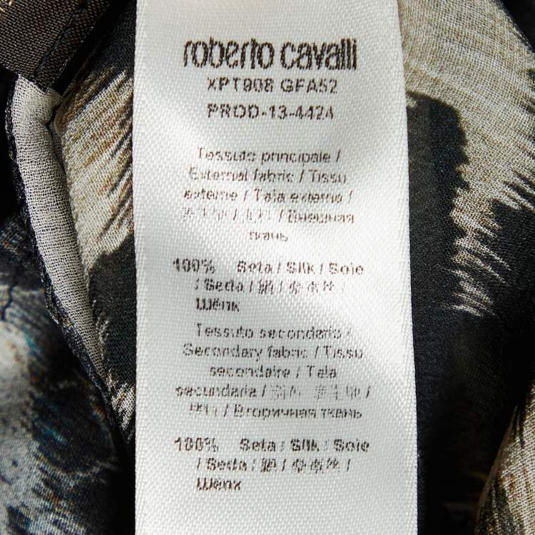 مملوكة مسبقًا Roberto Cavalli Black Animal Print Silk Maxi Kaftan M