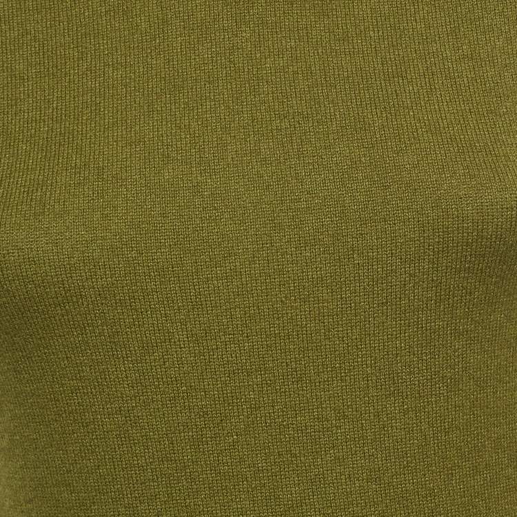 Pre Owned Roberto Cavalli Green Cashmere Turtle Neck Top M