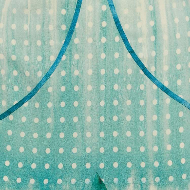 Pre Owned Roberto Cavalli Blue Printed Silk Asymmetric Aqua Dress L