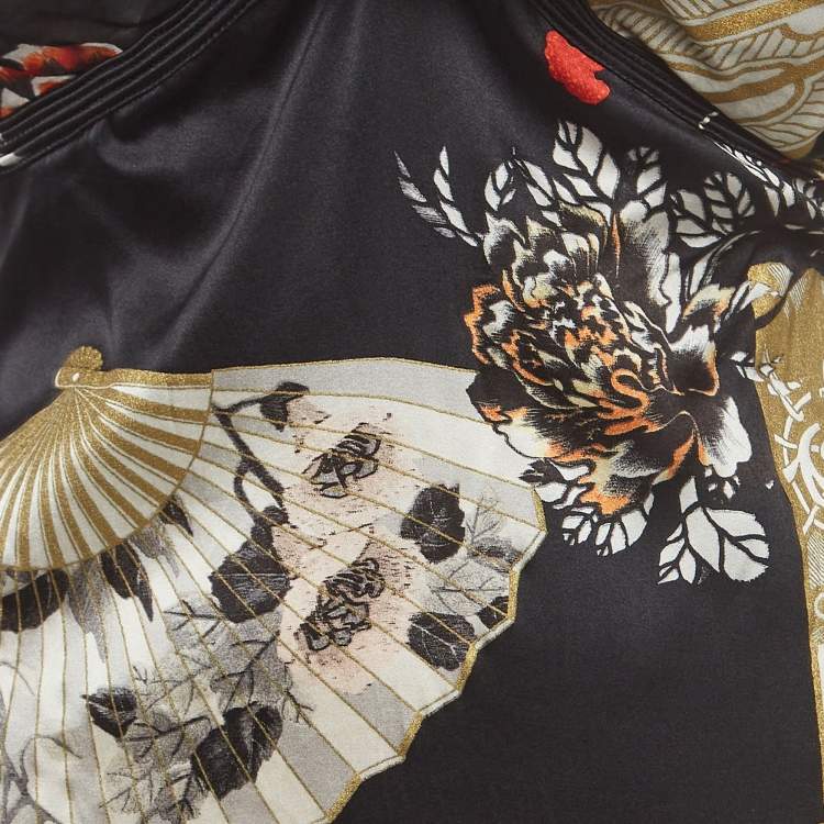 مملوكة مسبقًا Roberto Cavalli Multicolor Floral Print Silk Sleeveless Midi Dress M