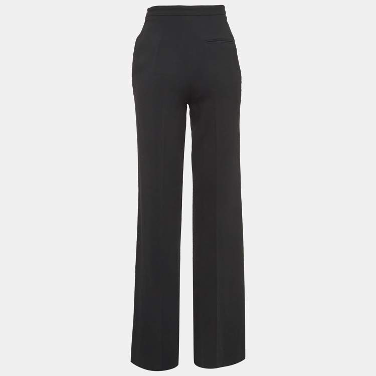 Pre Owned Roberto Cavalli Black Crepe High Waist Trousers S